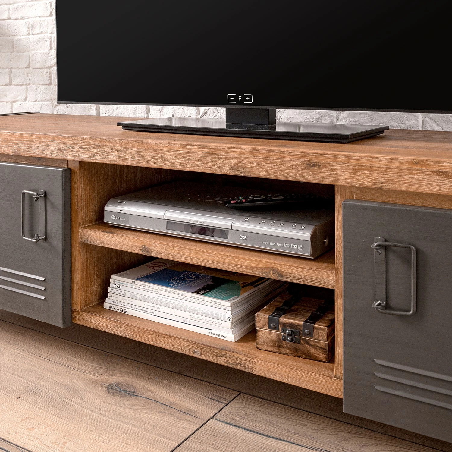 Ars manufacti TV-Lowboard Manchester II - Akazie massiv / Metall - Akazie / Anthrazit 12 Ars manufacti TV-Lowboard Manchester II - Akazie massiv / Metall - Akazie / Anthrazit – Bild 10