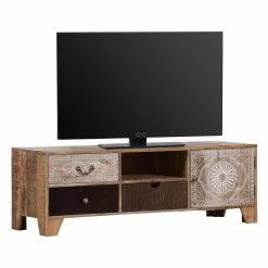 Ars manufacti TV-Lowboard Curenna - Mango teilmassiv - Mango / Braun