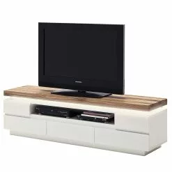 Fredriks TV-Lowboard Roble III - Inkl. Beleuchtung - Eiche / Matt Weiß