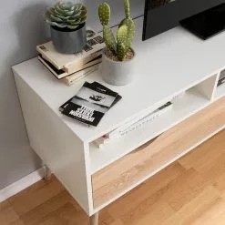 Mørteens TV-Lowboard Sunndal - Gummibaum teilmassiv - Weiß / Eiche Hell -Kommoden Verkäufe 2023 1000123474 190222 12174900017 GALLERYIMAGES P000000001000123474