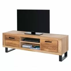 Naturoo TV-Lowboard Loxton II - Eiche teilmassiv / Metall - Eiche / Schwarz