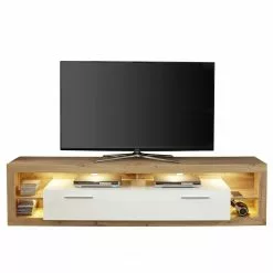 Trendteam TV-Lowboard Rock - Hochglanz Weiß / Wotan Eiche Dekor - Breite: 200 cm -Kommoden Verkäufe 2023 1000128152 180905 10043739 GALLERYIMAGES P000000001000128152