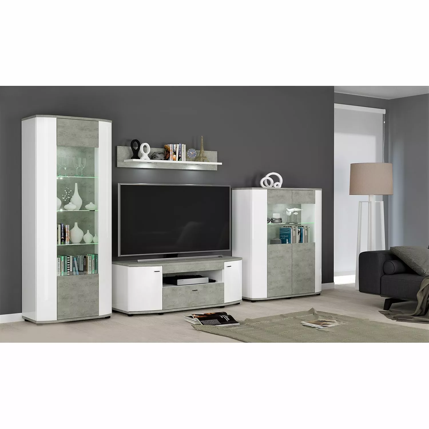 Fredriks TV-Lowboard Karlsburg - Weiß / Beton Dekor 5 Fredriks TV-Lowboard Karlsburg - Weiß / Beton Dekor – Bild 3