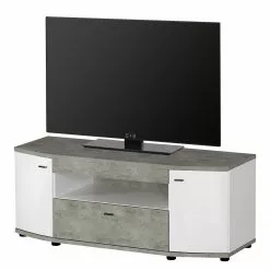 Fredriks TV-Lowboard Karlsburg - Weiß / Beton Dekor