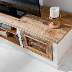 Maison Belfort TV-Lowboard Newhaven - Mango teilmassiv - Mango / Weiß -Kommoden Verkäufe 2023 1000128941 200122 18404100012 DETAILS P000000001000128941