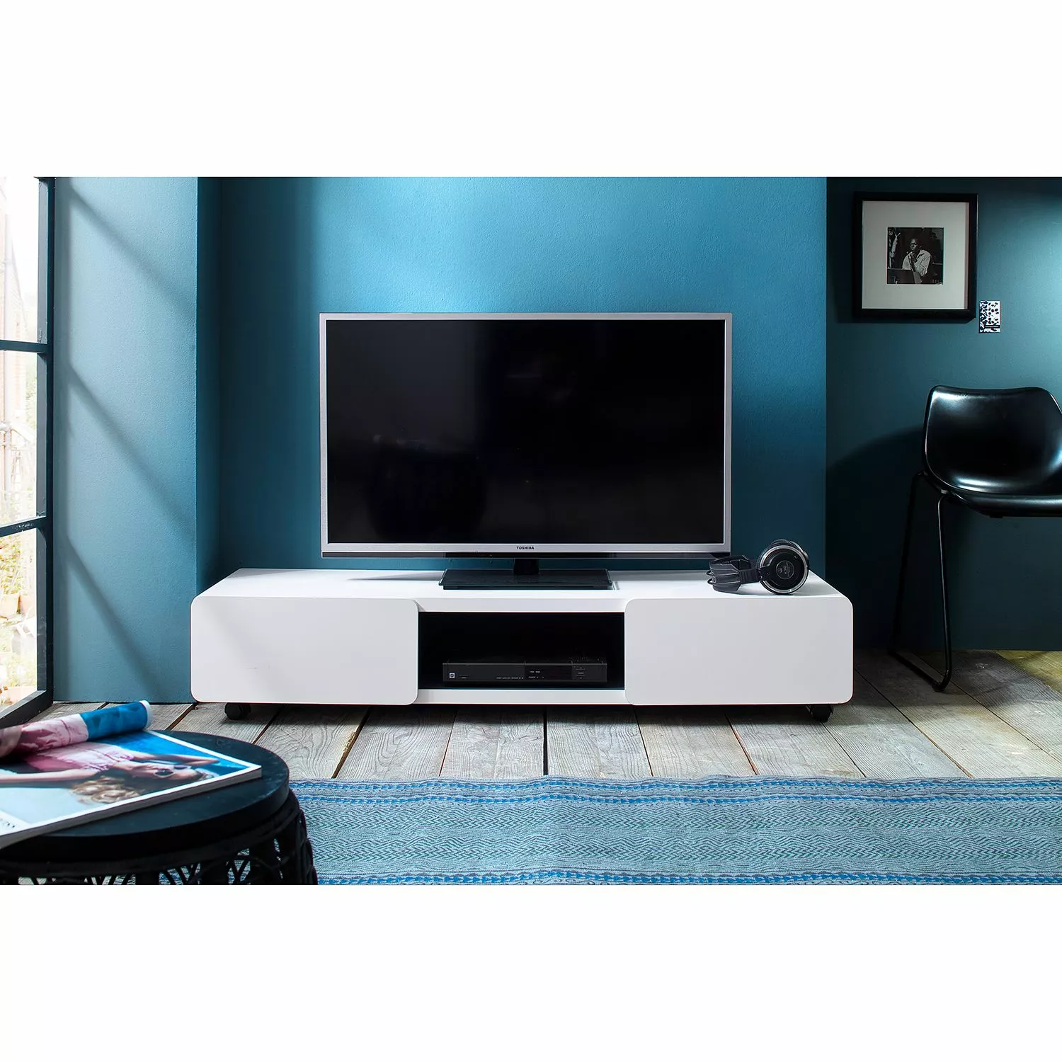 Loftscape TV-Element Lagunas - Weiß / Anthrazit 4 Loftscape TV-Element Lagunas - Weiß / Anthrazit – Bild 2