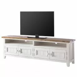 Maison Belfort TV-Lowboard Balignton - Kiefer massiv - Kiefer Weiß / Kiefer