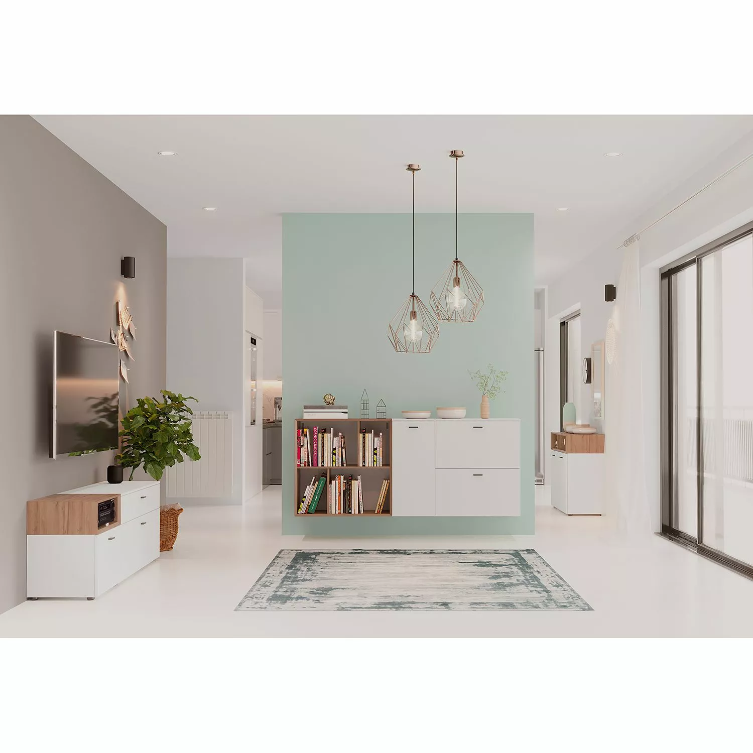 Germania TV-Lowboard Coruna - Weiß / Eiche Grandson Dekor 4 Germania TV-Lowboard Coruna - Weiß / Eiche Grandson Dekor – Bild 2