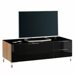 Maja Möbel TV-Lowboard Shino II - Glas Schwarz / Eiche Riviera Dekor