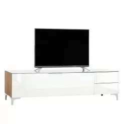 Maja Möbel TV-Lowboard Shino IV - Glas Weiß / Eiche Riviera Dekor