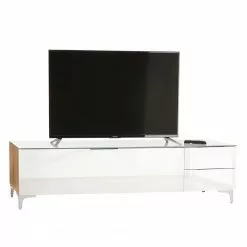 Maja Möbel TV-Lowboard Shino II - Glas Weiß / Eiche Riviera Dekor