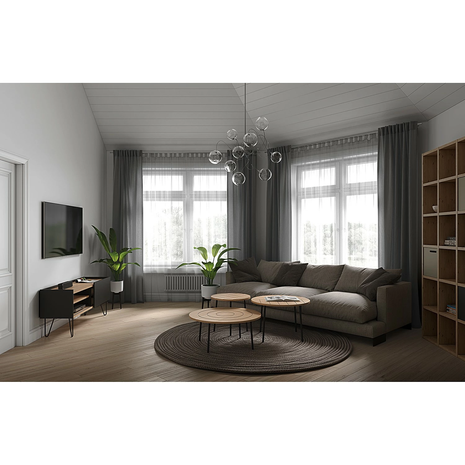 Temahome TV-Lowboard Nina - Eiche / Schwarz 5 Temahome TV-Lowboard Nina - Eiche / Schwarz – Bild 3