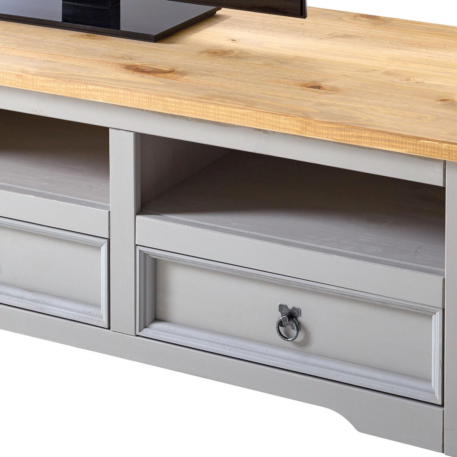 Maison Belfort TV-Lowboard Finca Rustica II - Kiefer massiv - Kiefer Grau 9 Maison Belfort TV-Lowboard Finca Rustica II - Kiefer massiv - Kiefer Grau – Bild 7