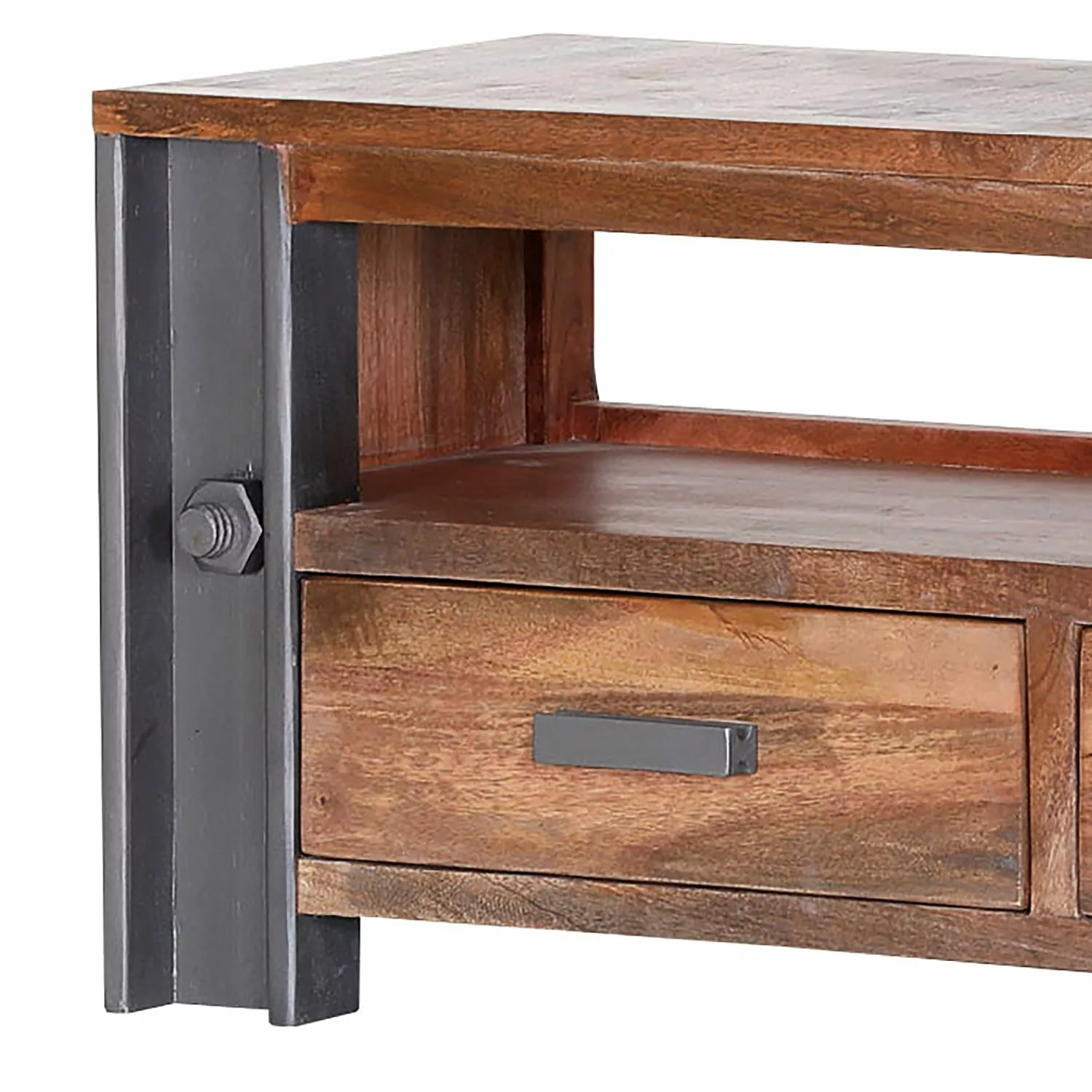 Red Living TV-Lowboard Linx I - Mango massiv - Mango / Stahl Dekor 5 Red Living TV-Lowboard Linx I - Mango massiv - Mango / Stahl Dekor – Bild 3