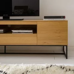 Ars Natura TV-Lowboard Nozza II - Echtholzfurnier - Eiche / Schwarz -Kommoden Verkäufe 2023 1000182822 200324 08204400002 DETAILS P000000001000182822