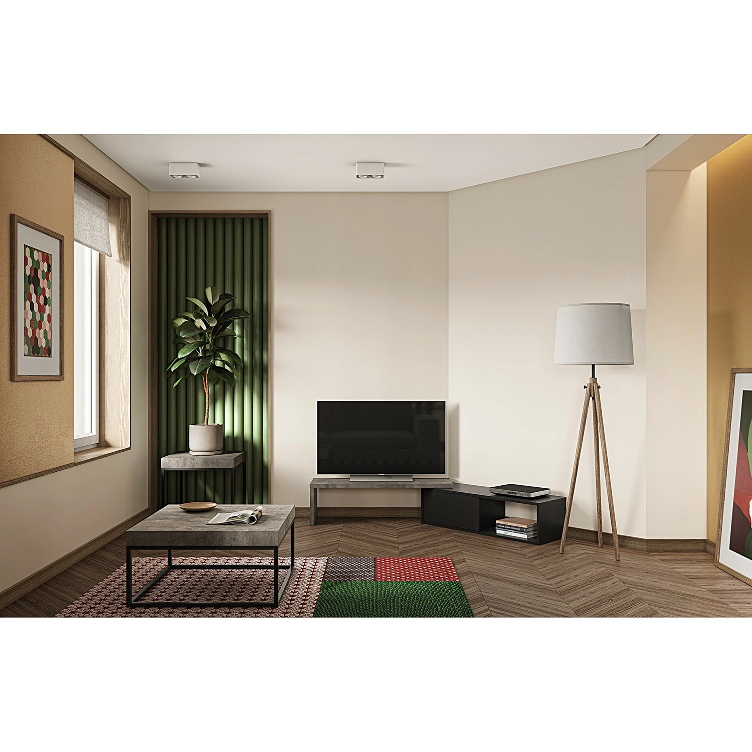 Temahome TV-Lowboard Detroit III - Beton Dekor / Schwarz 4 Temahome TV-Lowboard Detroit III - Beton Dekor / Schwarz – Bild 2