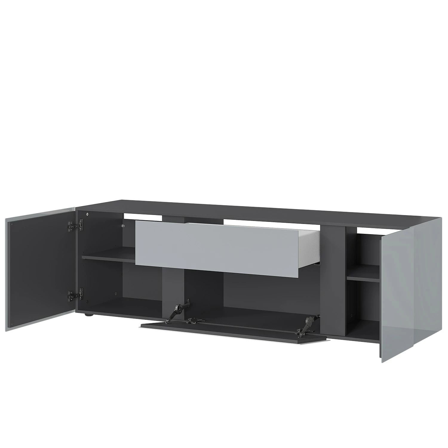 Germania TV-Lowboard Mesa II - Glas - Silbergrau / Graphit 7 Germania TV-Lowboard Mesa II - Glas - Silbergrau / Graphit – Bild 5