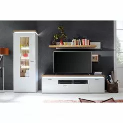 Loftscape TV-Lowboard Mundai - Inkl. Beleuchtung - Weiß / Eiche Wotan Dekor - Breite: 196 cm -Kommoden Verkäufe 2023 1000209063 200402 14350000065 MOOD DETAILS P000000001000209063 mood