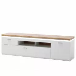 Loftscape TV-Lowboard Mundai - Inkl. Beleuchtung - Weiß / Eiche Wotan Dekor - Breite: 196 cm -Kommoden Verkäufe 2023 1000209063 200402 14350000066 DETAILS P000000001000209063