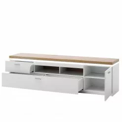 Loftscape TV-Lowboard Mundai - Inkl. Beleuchtung - Weiß / Eiche Wotan Dekor - Breite: 196 cm -Kommoden Verkäufe 2023 1000209063 200402 14350100067 DETAILS P000000001000209063