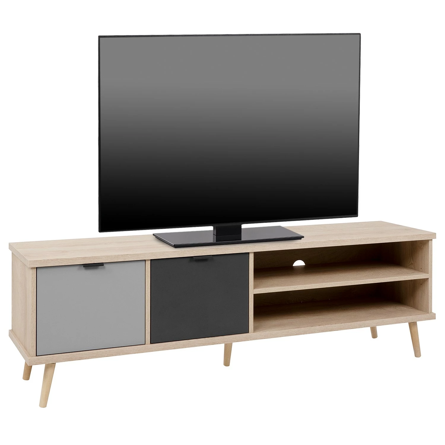 Mørteens TV-Lowboard Elysian - Grau / Eiche Dekor 3 Mørteens TV-Lowboard Elysian - Grau / Eiche Dekor