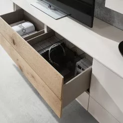 GWINNER TV-Lowboard Misano - Weiß / Wildeiche - Ohne Beleuchtung -Kommoden Verkäufe 2023 1000218306 200828 11260500010 DETAILS P000000001000218306