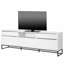 Fredriks Lowboard White Hall II - Matt Weiß / Schwarz