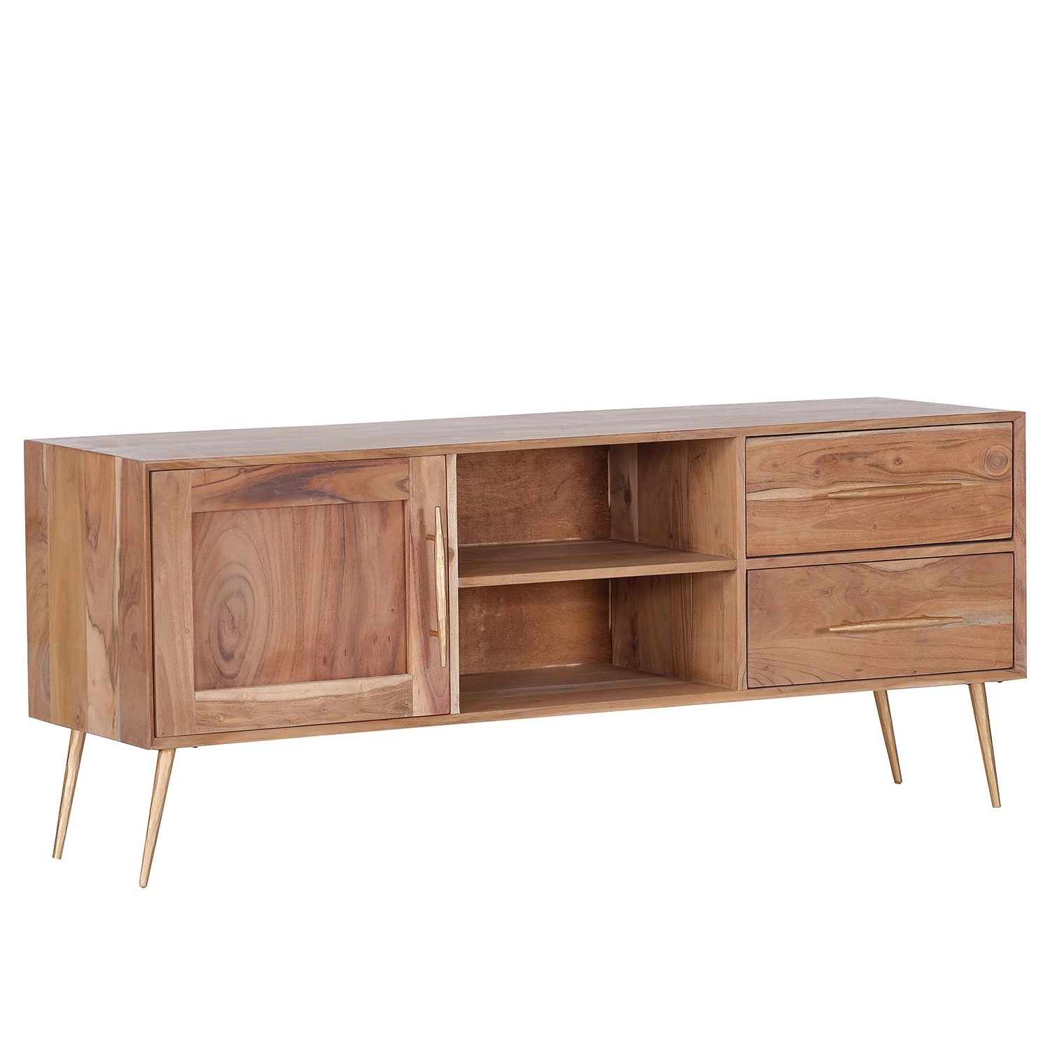 Ars manufacti TV-Lowboard Bowdon - Wiener Geflecht / Akazie massiv - Akazie / Gold 4 Ars manufacti TV-Lowboard Bowdon - Wiener Geflecht / Akazie massiv - Akazie / Gold – Bild 2
