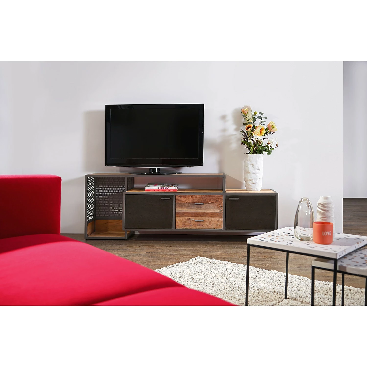 Ars manufacti TV-Lowboard Fyfield - Akazie massiv / Metall - Akazie / Grau 4 Ars manufacti TV-Lowboard Fyfield - Akazie massiv / Metall - Akazie / Grau – Bild 2