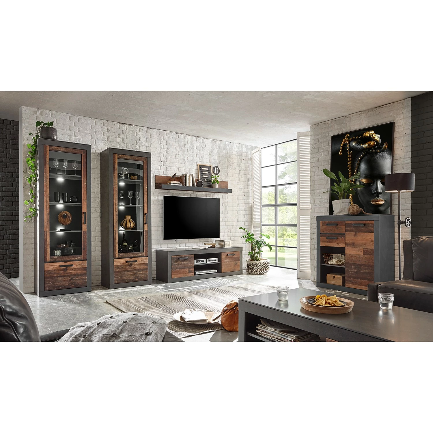 Red Living TV-Lowboard Buzan - Altholz Dekor / Anthrazit 5 Red Living TV-Lowboard Buzan - Altholz Dekor / Anthrazit – Bild 3