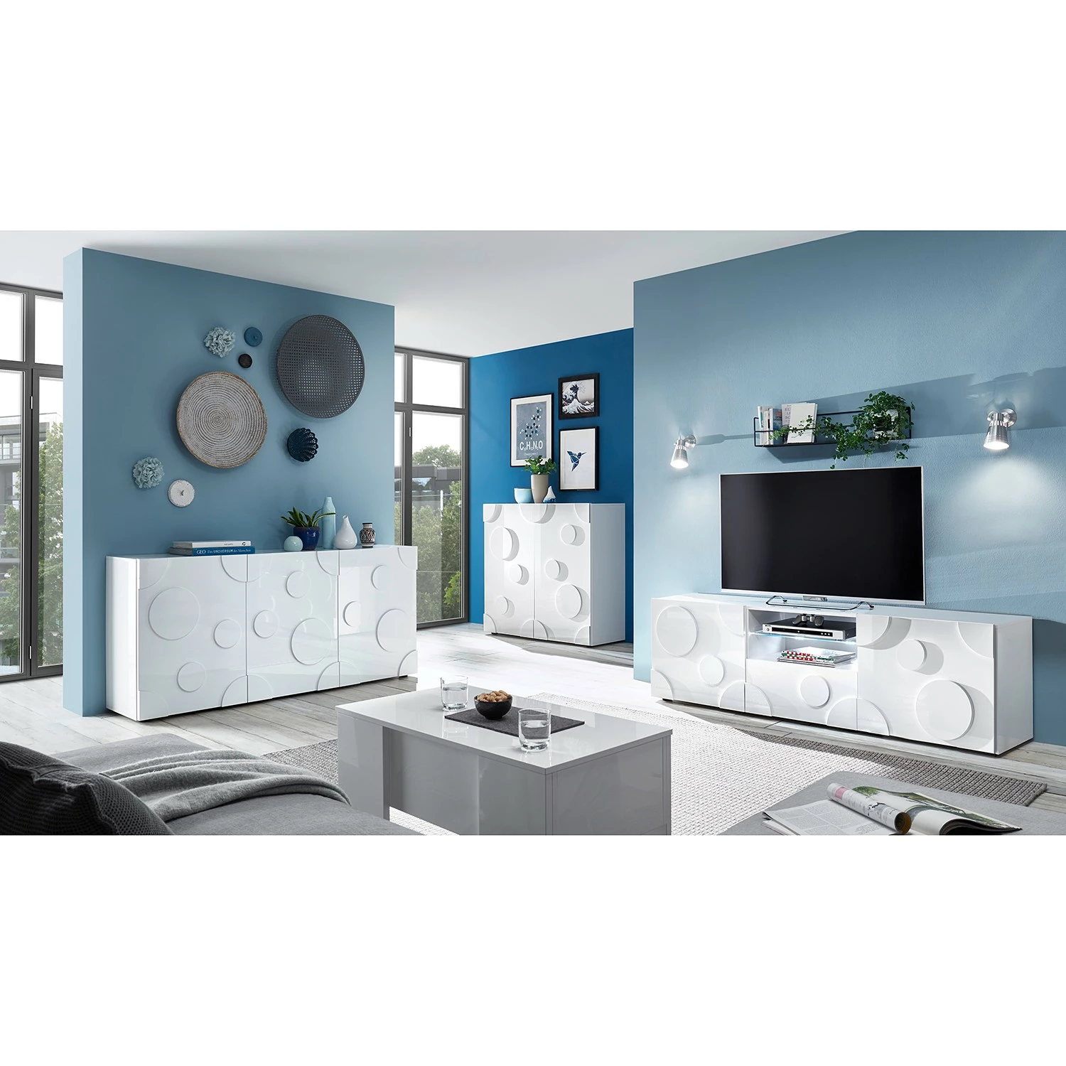 Loftscape TV-Lowboard Roubia II - Hochglanz Weiß 6 Loftscape TV-Lowboard Roubia II - Hochglanz Weiß – Bild 4