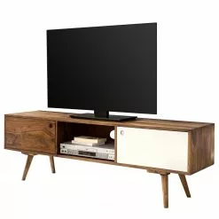 Naturoo TV-Lowboard Messas - Sheesham massiv - Sheesham / Weiß
