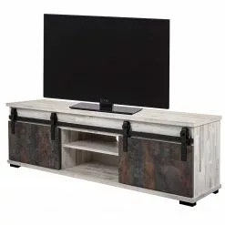 Maison Belfort TV-Lowboard Janze - Kiefer Weiß Dekor / Vintage Braun