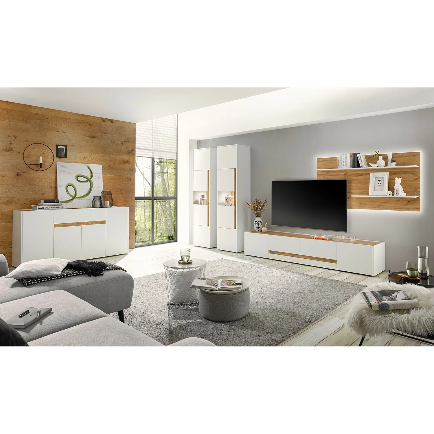 Norrwood TV-Lowboard Olon II - Weiß 4 Norrwood TV-Lowboard Olon II - Weiß – Bild 2