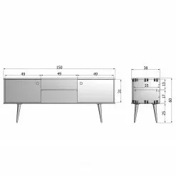 Norrwood TV-Lowboard Lanai - Kiefer massiv - Weiß / Kiefer -Kommoden Verkäufe 2023 1000275687 210630 12482500428 SKETCH DETAILS P000000001000275687 sketch