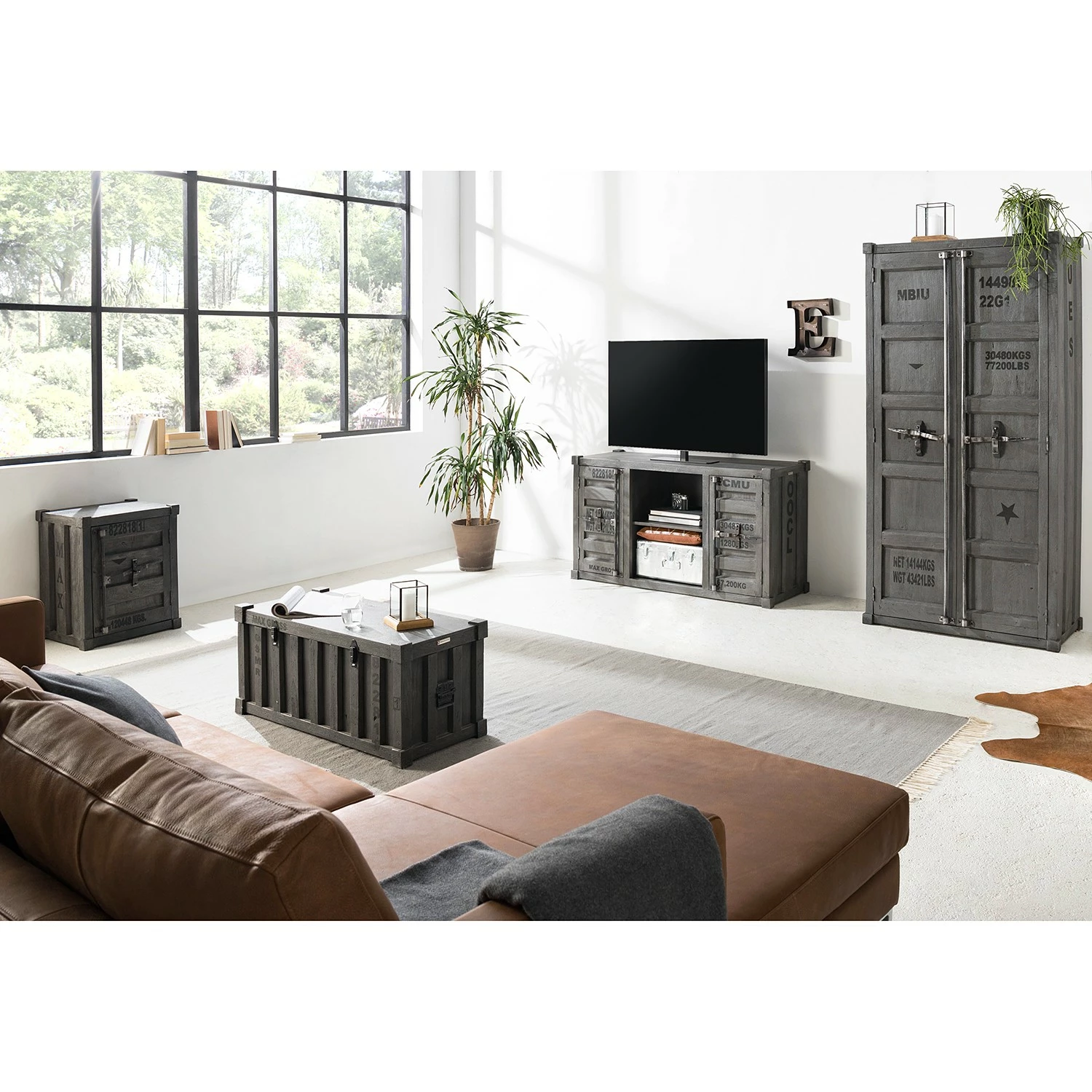 Wolf-Möbel TV-Lowboard Container I - Akazie massiv - Akazie Grau 5 Wolf-Möbel TV-Lowboard Container I - Akazie massiv - Akazie Grau – Bild 3