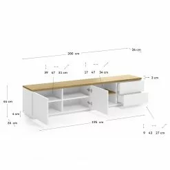 Loftscape TV-Lowboard Agueda - Echtholzfurnier - Weiß / Eiche -Kommoden Verkäufe 2023 1000282700 210729 06154900083 SKETCH DETAILS P000000001000282700 sketch