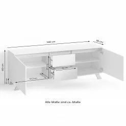 Norrwood TV-Lowboard Rautha - Matt Weiß / Eiche Dekor -Kommoden Verkäufe 2023 1000283862 210805 14244300266 SKETCH DETAILS P000000001000283862 sketch
