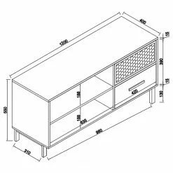 Red Living TV-Lowboard Ruhla - Braun / Schwarz -Kommoden Verkäufe 2023 1000284003 220616 500 SKETCH DETAILS P000000001000284003 sketch