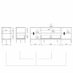 Maja Möbel TV-Lowboard Trend - Glas - Hochglanz Weiß / Chrom -Kommoden Verkäufe 2023 1000284206 210804 14342300008 SKETCH DETAILS P000000001000284206 sketch