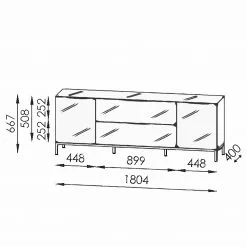 Maja Möbel TV-Lowboard Trend - Glas - Hochglanz Weiß / Chrom -Kommoden Verkäufe 2023 1000284206 210804 14342300009 SKETCH DETAILS P000000001000284206 sketch