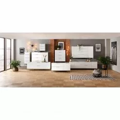 Maja Möbel TV-Lowboard Trend - Glas - Hochglanz Weiß / Chrom -Kommoden Verkäufe 2023 1000284206 210804 14342500018 MOOD DETAILS P000000001000284206 mood