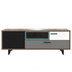 Loftscape TV-Lowboard Ravan - Schwarz / Walnuss Dekor -Kommoden Verkäufe 2023 1000285713 210813 14504200044 DETAILS P000000001000285713