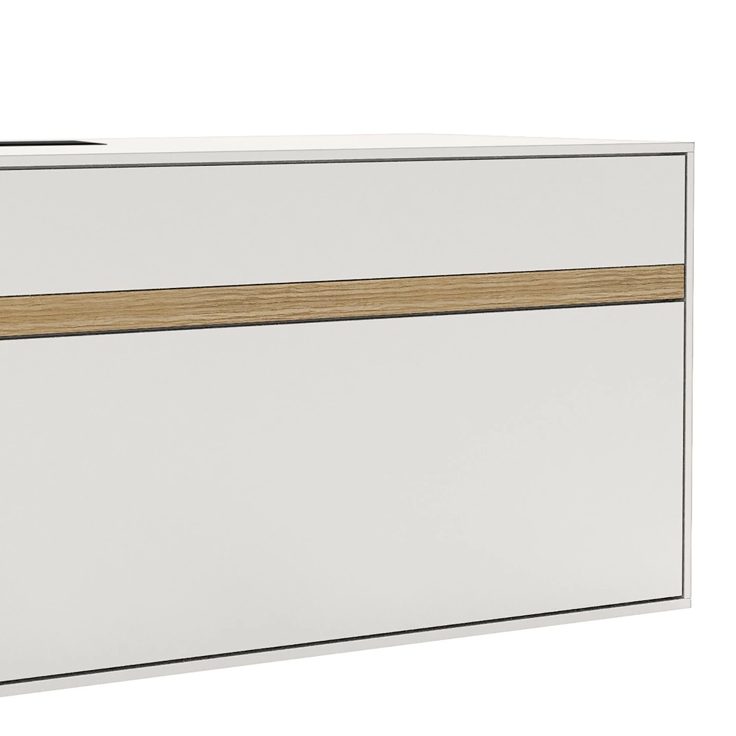 GWINNER Lowboard Calea I - Echtholzfurnier - Matt Weiß / Eiche - Schublade links 5 GWINNER Lowboard Calea I - Echtholzfurnier - Matt Weiß / Eiche - Schublade links – Bild 3