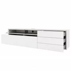 GWINNER Lowboard Calea II - Echtholzfurnier - Matt Weiß / Eiche - Schublade rechts -Kommoden Verkäufe 2023 1000285818 220428 030 DETAILS P000000001000285818