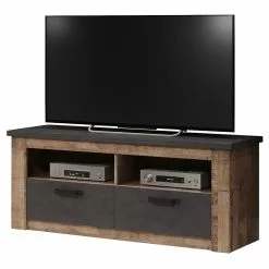 Trendteam TV-Lowboard Georgia - Dunkelgrau / Eiche Rustikal Dekor
