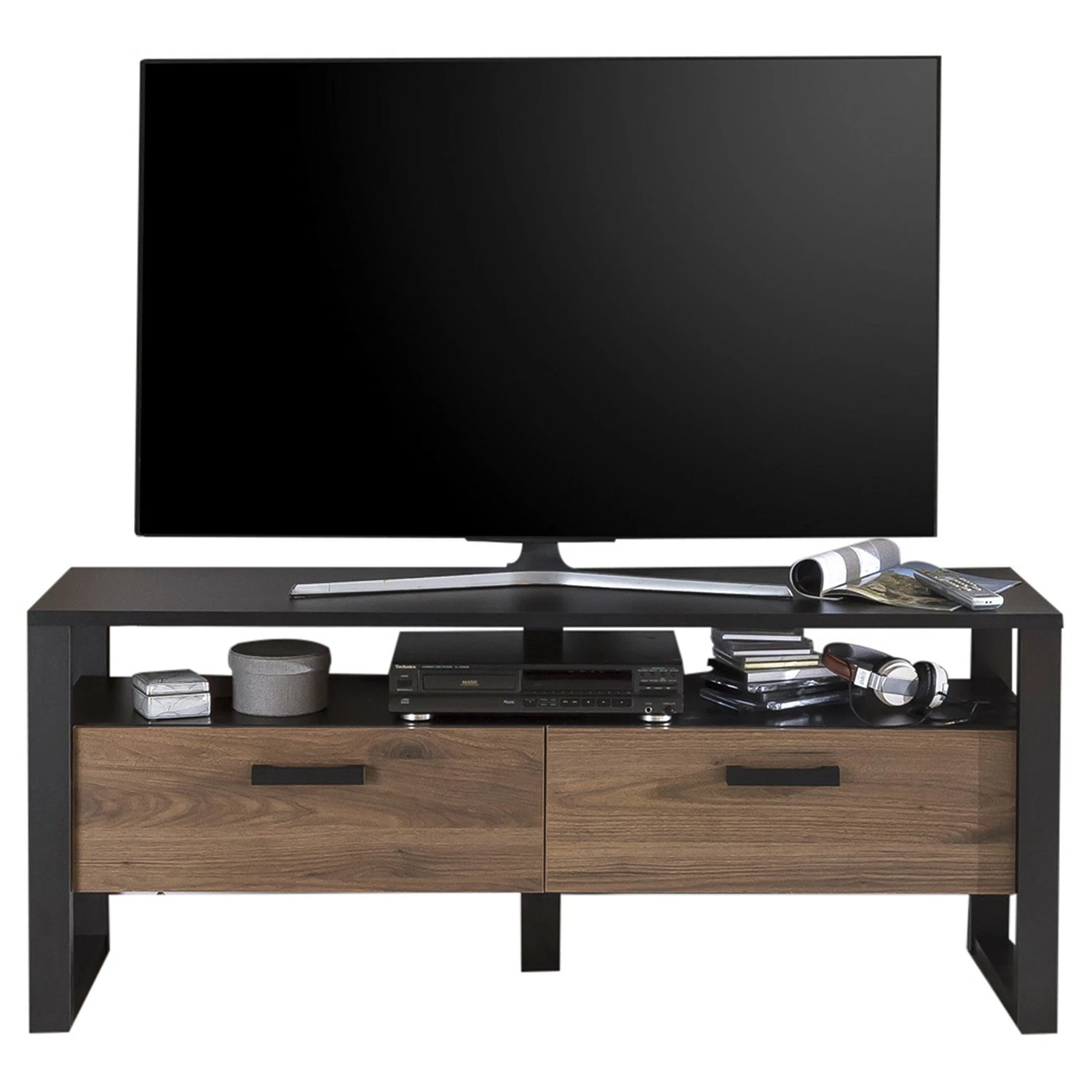 Red Living TV-Lowboard Norddal II - Nussbaum Dekor / Schwarz 3 Red Living TV-Lowboard Norddal II - Nussbaum Dekor / Schwarz