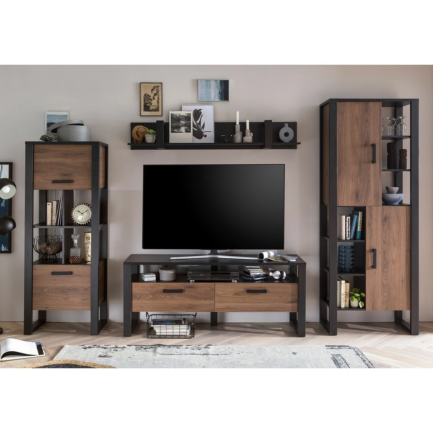 Red Living TV-Lowboard Norddal II - Nussbaum Dekor / Schwarz 5 Red Living TV-Lowboard Norddal II - Nussbaum Dekor / Schwarz – Bild 3