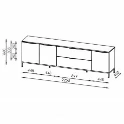 Maja Möbel TV-Lowboard Trend Wood II - Asteiche Dekor / Schwarz -Kommoden Verkäufe 2023 1000306525 211102 1303420000506 SKETCH DETAILS P000000001000306525 sketch