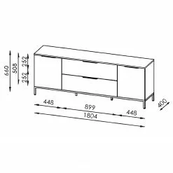 Maja Möbel TV-Lowboard Trend Wood I - Asteiche Dekor / Schwarz -Kommoden Verkäufe 2023 1000306526 211102 130342000512 SKETCH DETAILS P000000001000306526 sketch